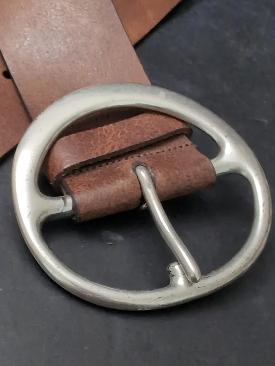 VGT,FH By Fullum & Holt Women's Wide Brown Leather Belt with Brass Buckle. - Picture 2 of 12